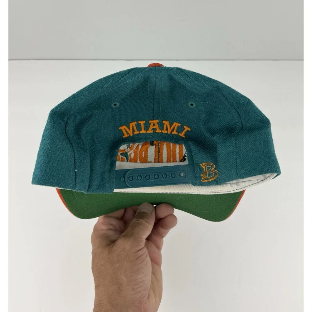 Vintage 90s DAN MARINO Miami Dolphins Snapback Hat Football Teal Team NFL Rare!